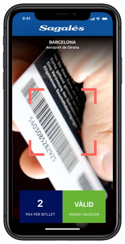 Mockup de un móvil con la pantalla de escáner con cámara de la App Sagalés desarrollada por Doonamis