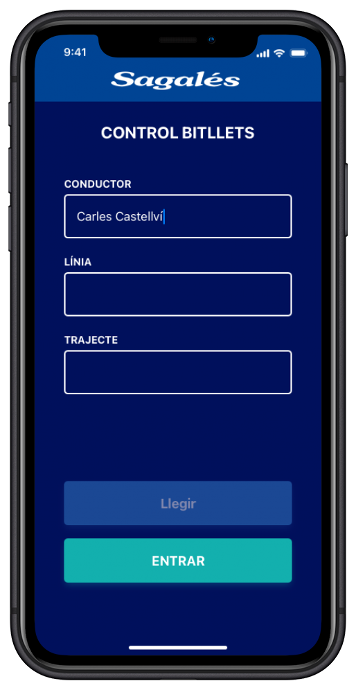 Mockup de un móvil con la pantalla de inicio a la App Sagalés desarrollada por Doonamis