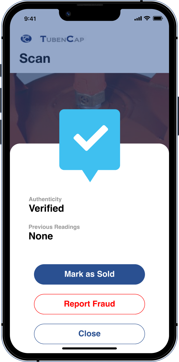 Mockup de un dispositivo móvil con una pantalla de la App TubenCap desarrollada por Doonamis.