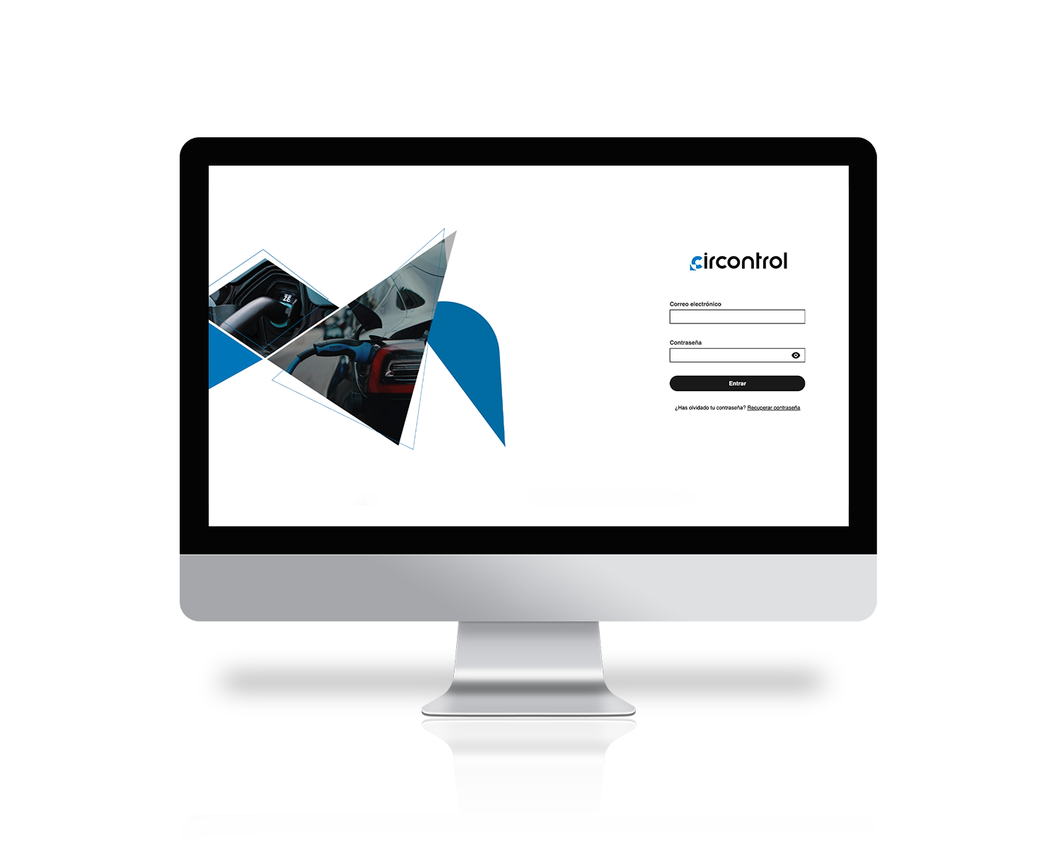 Mockup de un monitor proyectando una pantalla de acceso a la webapp de la empresa Circontrol desarrollada por Doonamis.