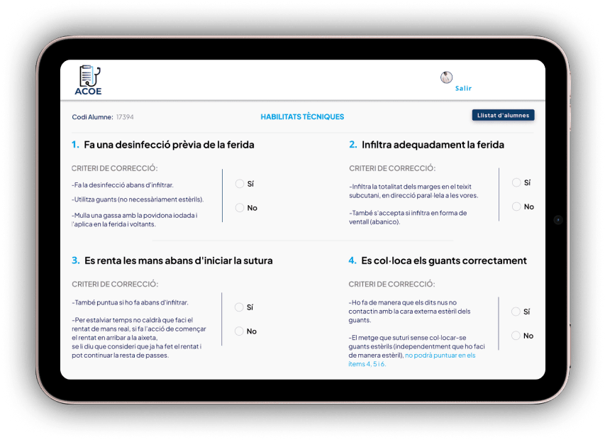 Mockup de una tableta digital proyectando una pantalla de la App CatSalut desarrollada por Doonamis.