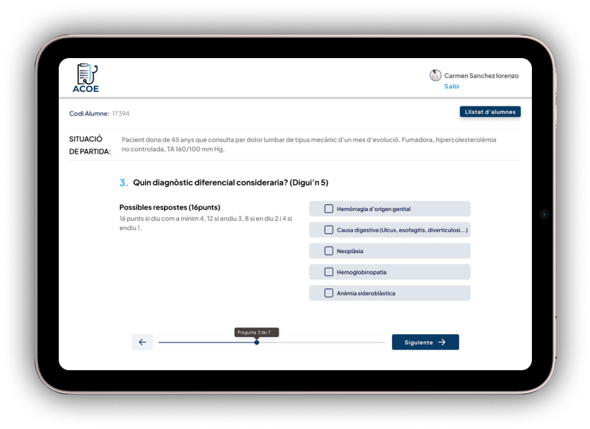 Mockup de una tableta digital proyectando una pantalla de la App CatSalut desarrollada por Doonamis.