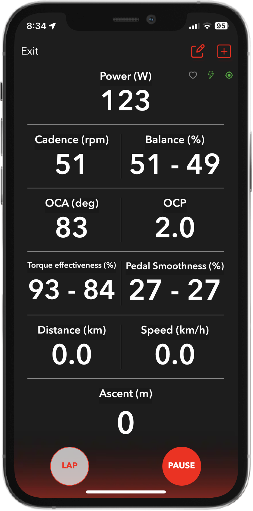 Mockup de un dispositivo móvil proyectando la pantalla de indicadores de la aplicación móvil de la empresa Rotor Bike Components desarrollada por Doonamis.