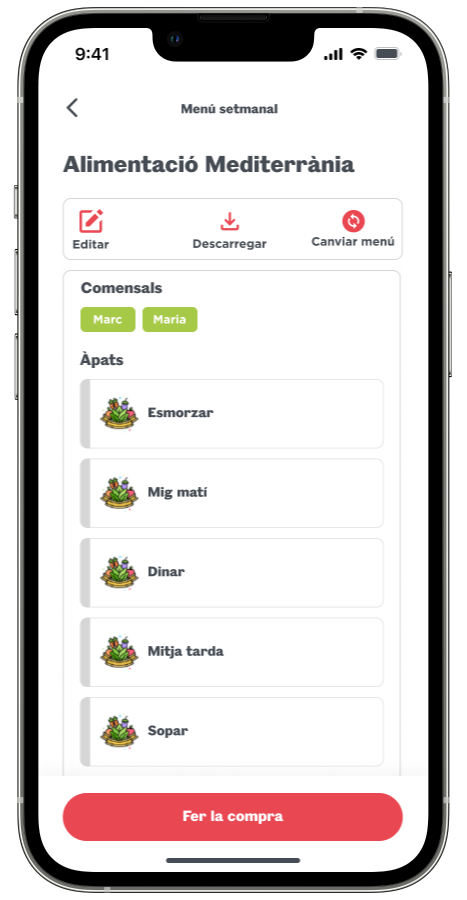 Mockup de un dispositivo movil con una pantalla de los menús de Sorliclic desarrollada por Doonamis