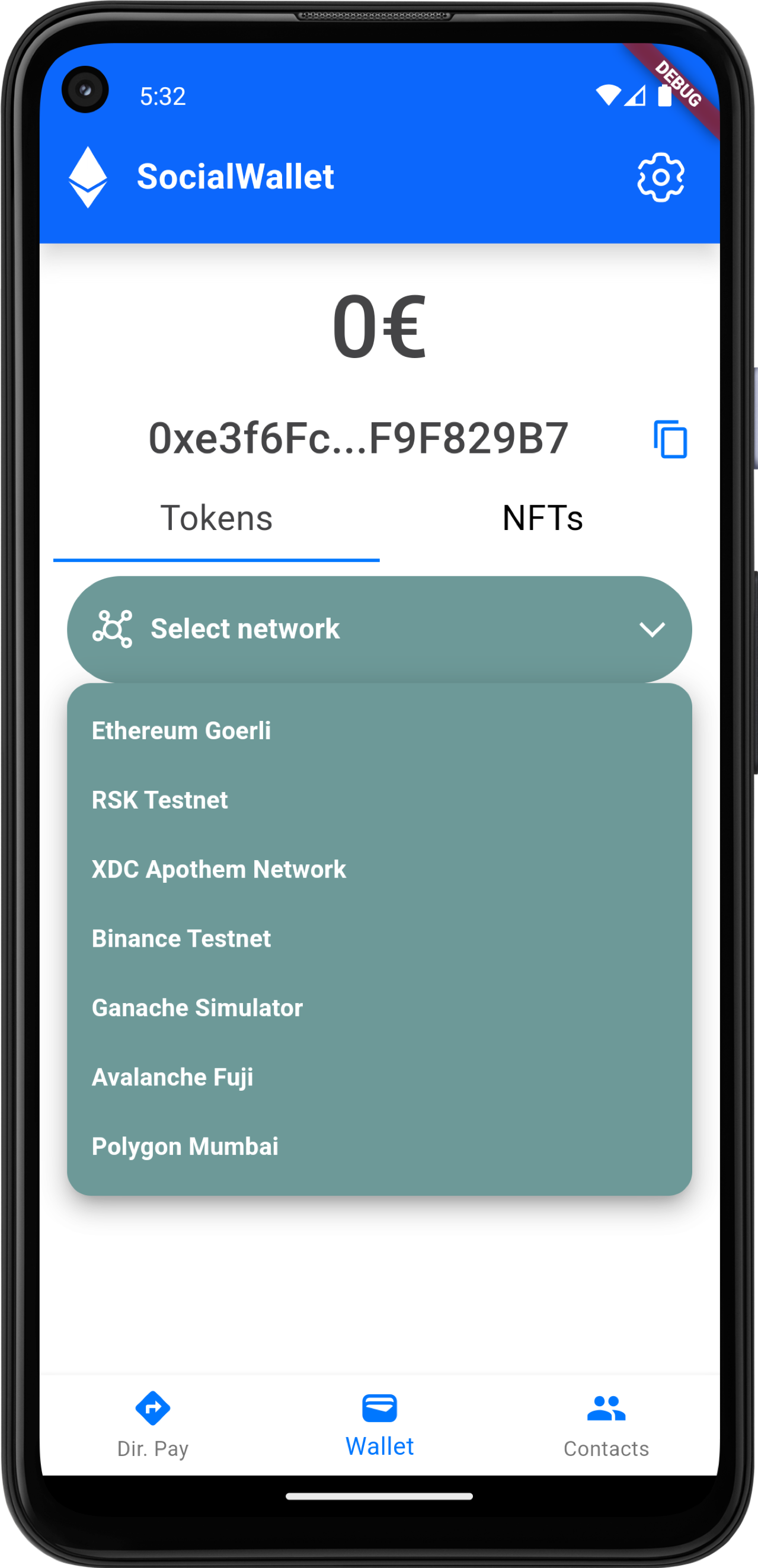 Mockup de un móvil con una pantalla de la App de Vottun desarrollada por Doonamis.