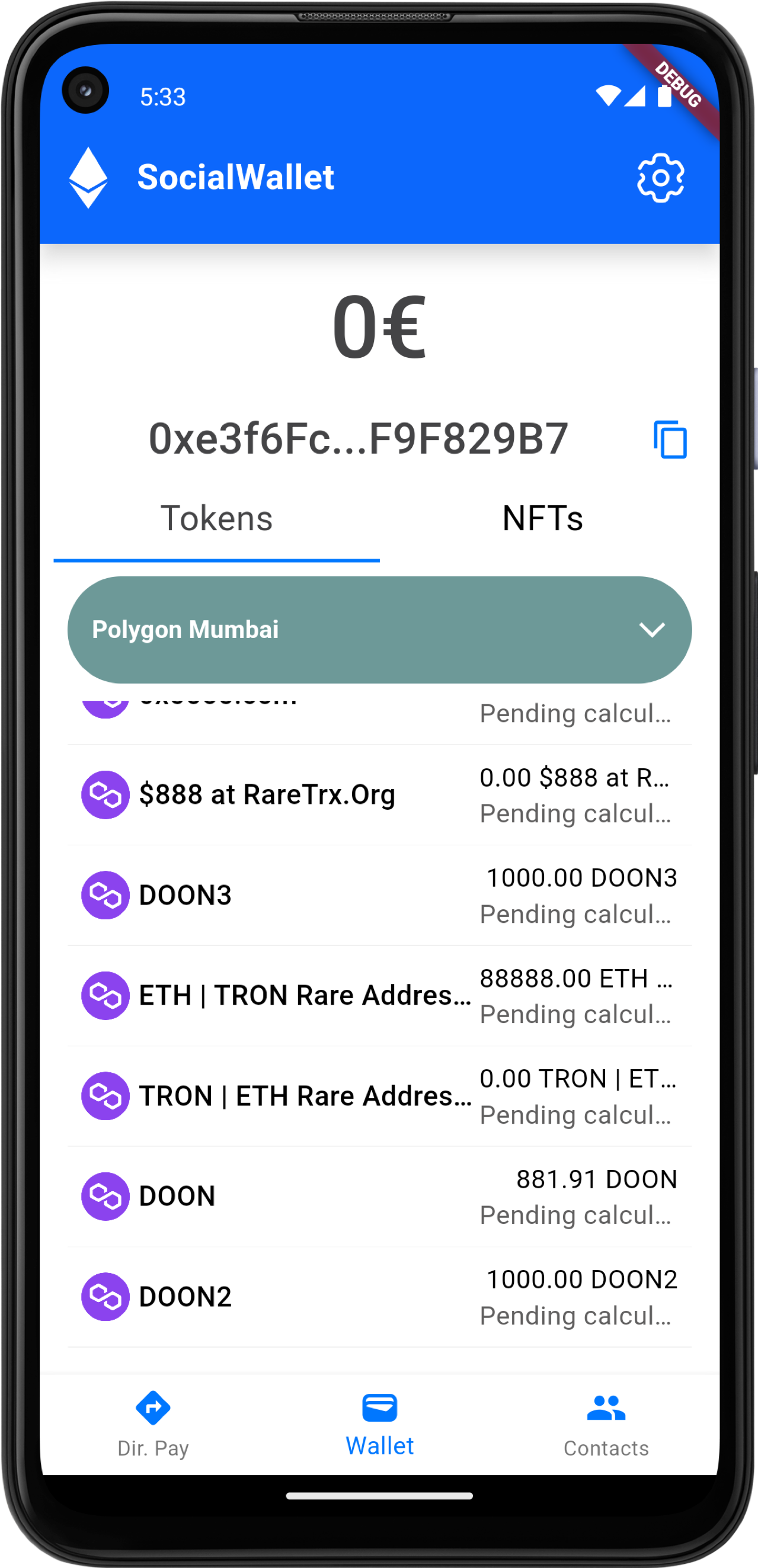 Mockup de un móvil con una pantalla de la App de Vottun desarrollada por Doonamis.