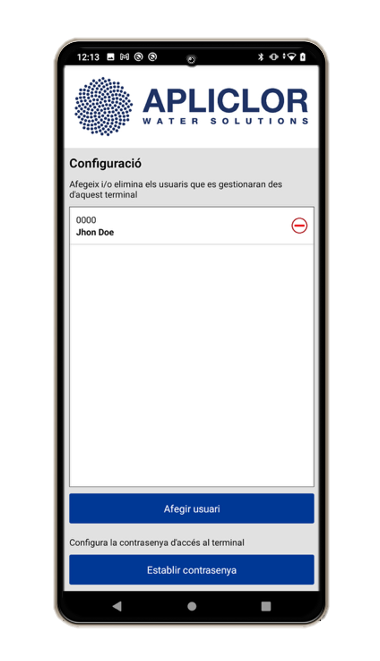 Mockup de un móvil con una pantalla de la App Apliclor desarrollada por Doonamis.