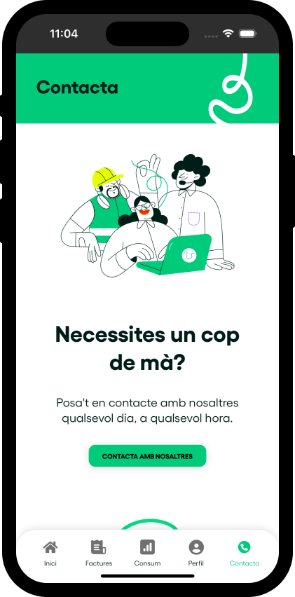 Mockup de un móvil con una pantalla del área de cliente de Vera desarrollado por Doonamis