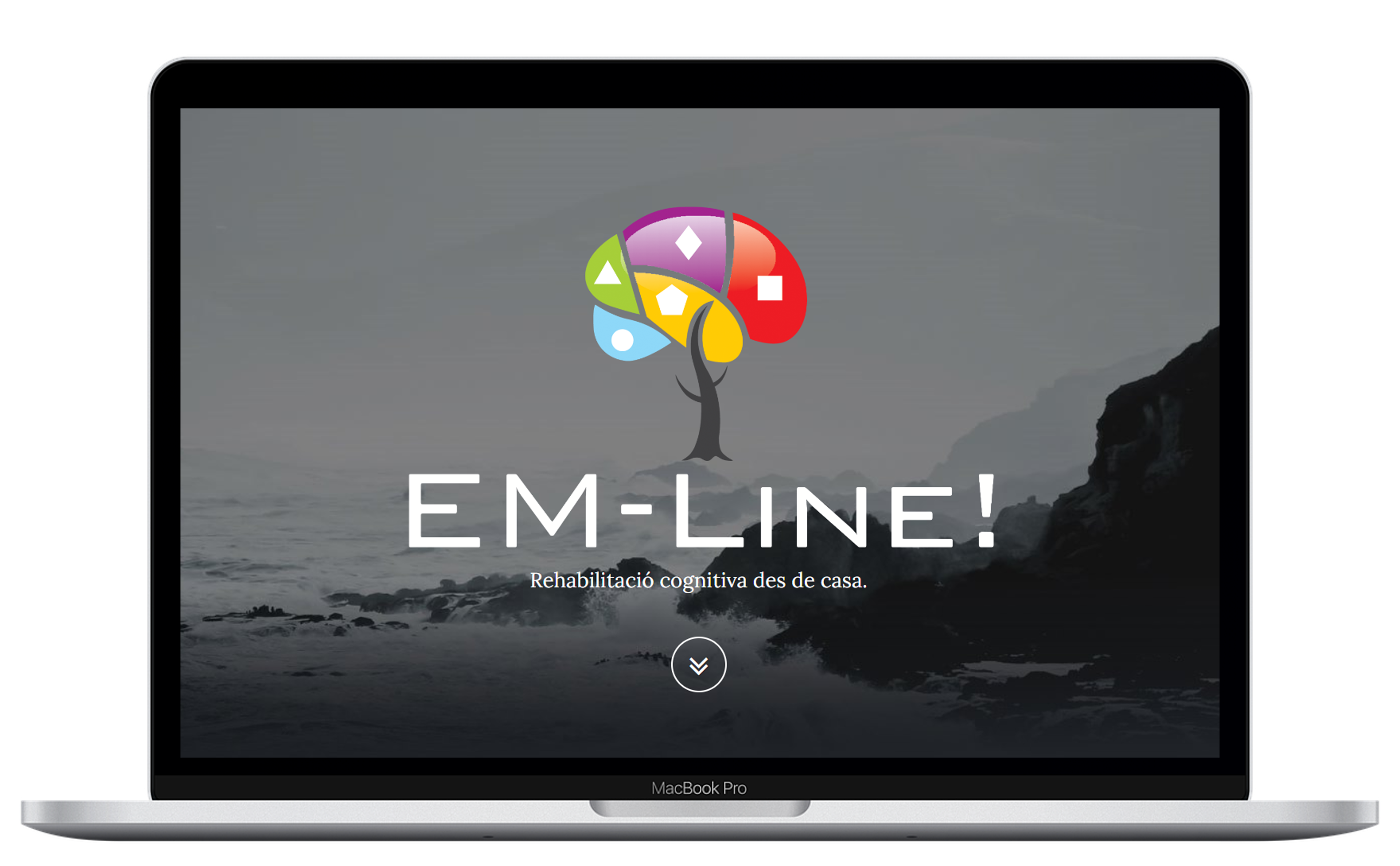 Mockup de un MacBook Pro con la pantalla de inicio a la aplicación web EM-Line!Memory desarrollada por Doonamis.